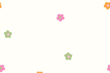 Baumwolle, Popeline mit bunten Blumen, wollweiß, 0,5 m